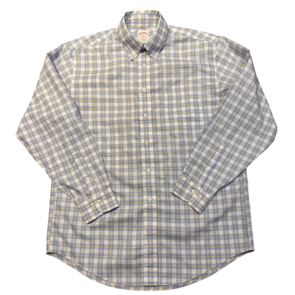 Brooks Brothers 346 Plaid Button Down Shirt Mens Med Long Sleeve Non Iron Cotton